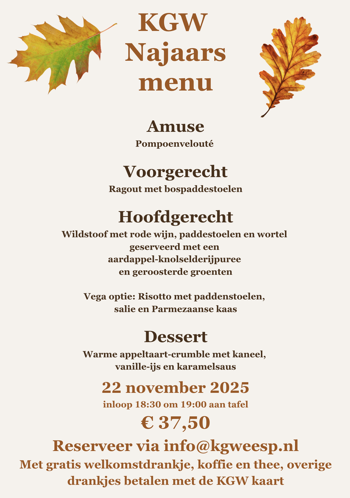 Najaarsetentje met menu